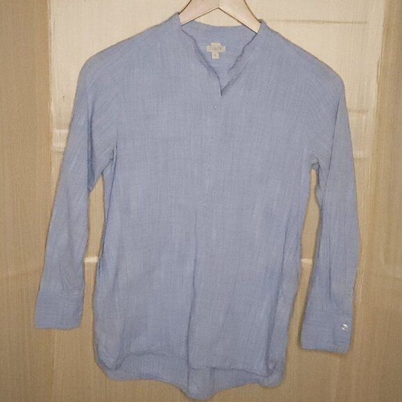 J. Crew Light Blue Half Button Down Tunic XS - Picture 1 of 6